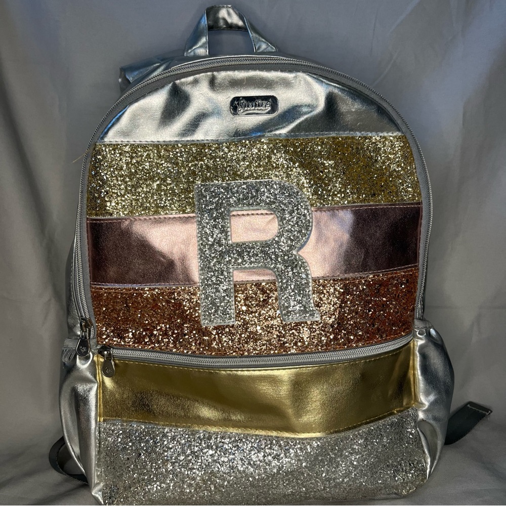 Justice Glitter R Backpack, Gold-Rose Gold-Silver
